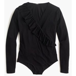 ‎J crew black ruffle bodysuit